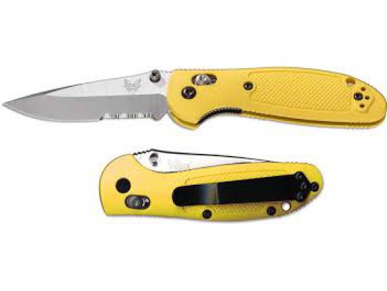 Ножи - Нож Benchmade Pardue Griptilian Mini, полусерейтор, желтый
