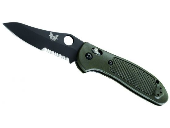 Нож Benchmade Griptilian Mini, черный, зеленая рукоять