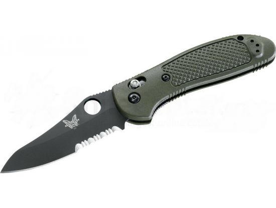 Нож Benchmade Pardue Griptillian, полусеррейтор, зеленый