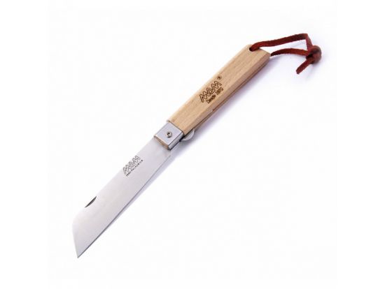 Нож MAM Operario карманный, клинок с тупым концом, автоматический замок, кожаный темляк №2043