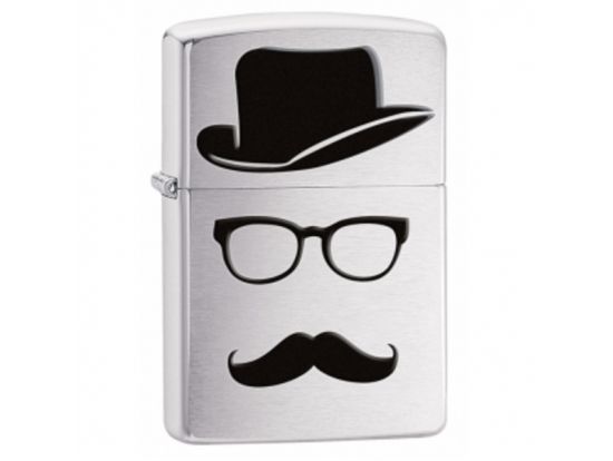 Зажигалка бензиновая Zippo Top Hat Glasses And Mustache