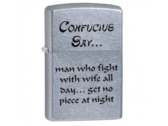 Зажигалка бензиновая Zippo 207 CONFUCIUS SAY WIFE NI