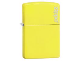Зажигалка бензиновая Zippo  Reg Neon Yellow Lighter logo