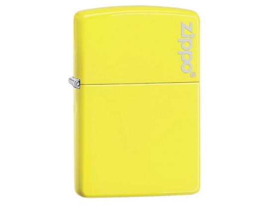Зажигалка бензиновая Zippo Reg Neon Yellow Lighter logo