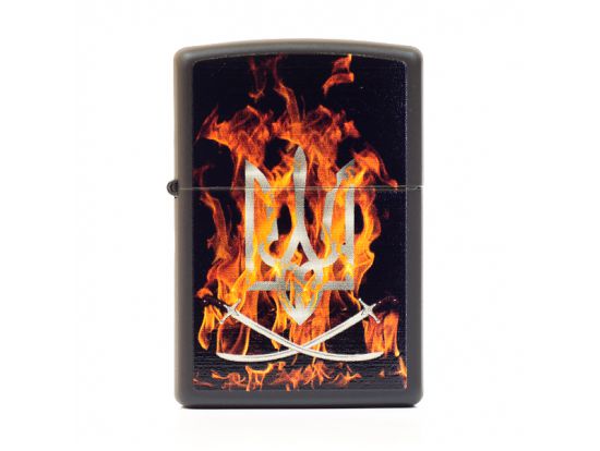 Зажигалка бензиновая Zippo UKRAINE COAT OF ARMS ON FIRE