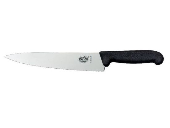 Кухонный нож Victorinox Fibrox Carving 19 см волн. с черн. ручкой