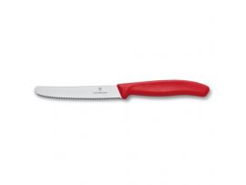 Кухонный нож Victorinox SwissClassic Tomato&Sausage 10 см закругл.нос, волн. с крас. ручкой