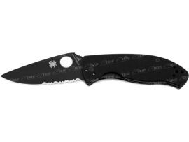 Нож Spyderco Tenacious Black Blade, полусеррейтор