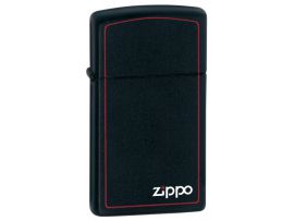 Зажигалка бензиновая узкая Zippo BLACK MATTE w/ZIPPO-BORDER
