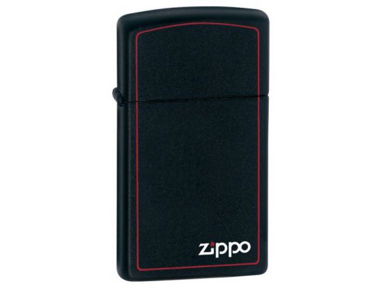 Зажигалка бензиновая узкая Zippo BLACK MATTE w/ZIPPO-BORDER