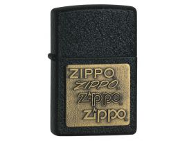 Зажигалка бензиновая Zippo  ZIPPO BRASS EMBLEM BLACK CRACKLE