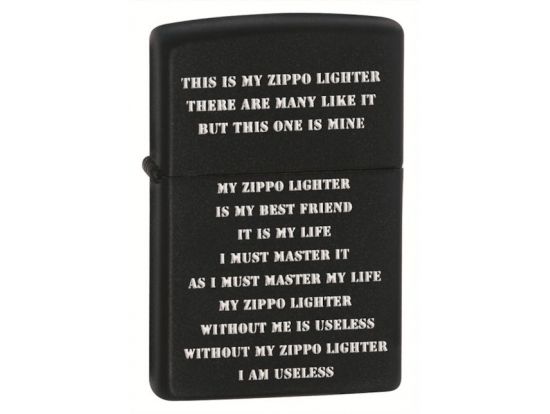 Зажигалка бензиновая Zippo Zippo CREED BLACK MATTE