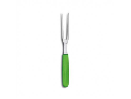 Кухонная вилка Victorinox Fibrox 15 см с зел. ручкой (блистер)