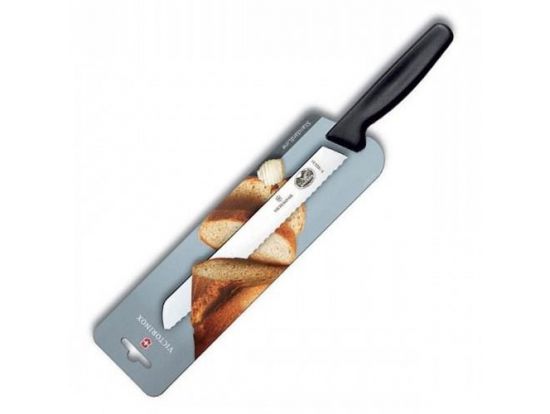 Кухонный нож Victorinox Bread 21 см волн. для хлеба с черн. ручкой (блистер)