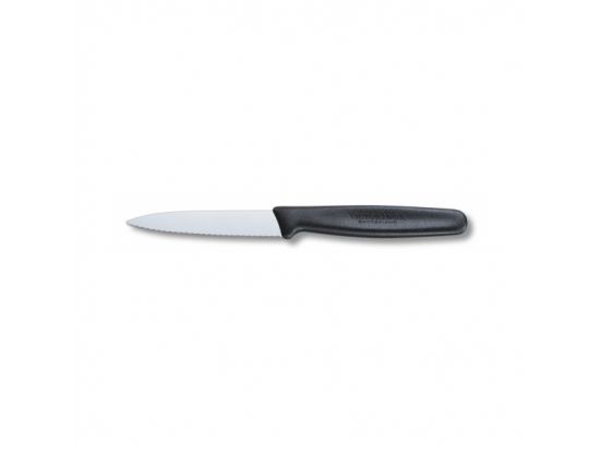 Кухонный нож Victorinox Paring  8 см волн. с черн. ручкой