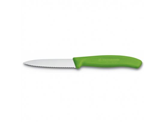 Кухонный нож Victorinox SwissClassic Paring 8 см волн. с зел. ручкой