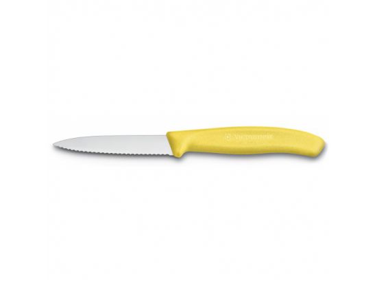 Кухонный нож Victorinox SwissClassic Paring 8 см волн. с желт. ручкой