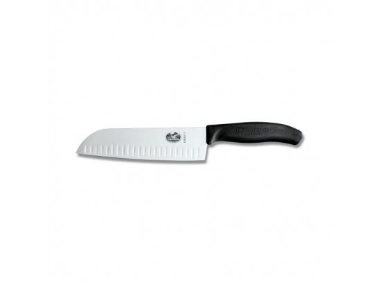 Кухонный нож Victorinox SwissClassic Santoku 17 см рифл. с черн. ручкой (блистер)