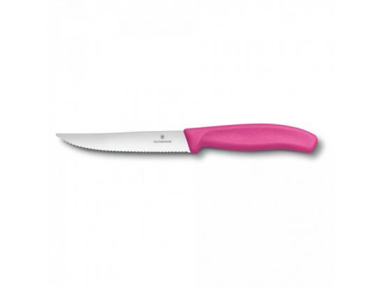 Кухонный нож Victorinox SwissClassic Steak&Pizza 12 см волн. с роз. ручкой