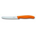 Кухонный нож Victorinox SwissClassic Tomato&Sausage 11 см закругл.нос, волн. с оранж. ручкой