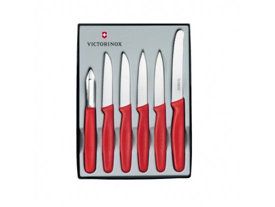 Набор кухонный Victorinox Paring Set 6 шт с крас. ручкой (5 ножей, овощечистка)