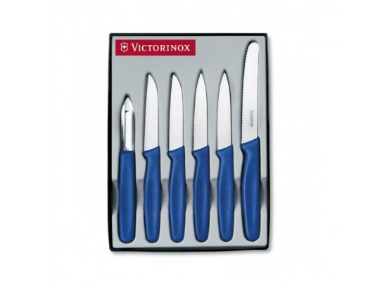 Набор кухонный Victorinox Paring Set 6 шт с син. ручкой (5 ножей, овощечистка)