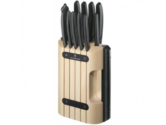 Набор кухонный Victorinox SwissClassic  11 шт с черн. ручкой с подставкой (9 ножей, точило, овощечистка)