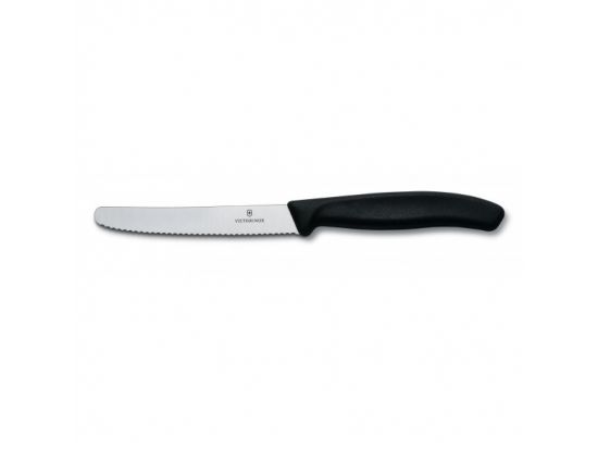 Кухонный нож Victorinox SwissClassic Table 11см волнистый с черной ручкой