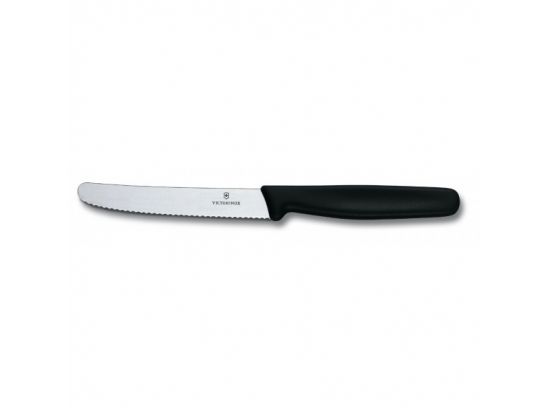Кухонный нож Victorinox Table 11 см волнистый с черной ручкой
