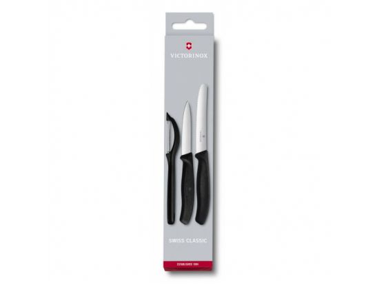 Набор кухонный Victorinox SwissClassic Paring Set 3 шт с черн. ручкой (2 ножа, овочечистка)