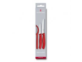 Набор кухонный Victorinox SwissClassic Paring Set  3 шт с красн. ручкой (2 ножа, овочечистка)