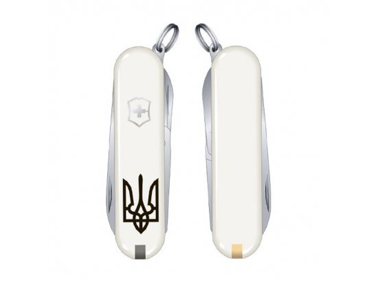 Victorinox CLASSIC SD UKRAINE 58мм/1сл/7предм/бел /ножн /Трезубец.черн.