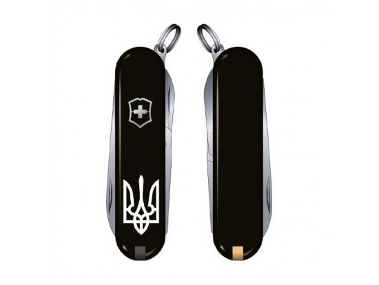 Victorinox CLASSIC SD UKRAINE  58мм/1сл/7предм/черн/чехол /ножн /Трезубец.бел.