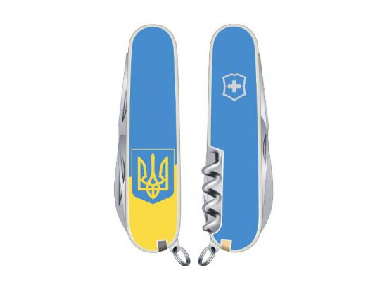 Victorinox CLIMBER UKRAINE 91мм/14предм/бел /штоп/ножн/крюк /желт-голуб. с Гербом/голуб.